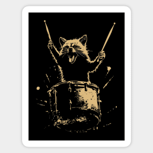 Raccoon Playing Drums Sticker